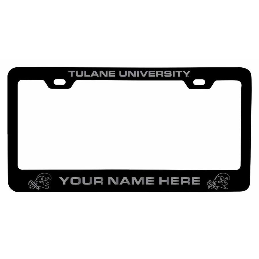 Customizable Tulane University Green Wave NCAA Laser-Engraved Metal License Plate Frame - Personalized Car Accessory Image 1