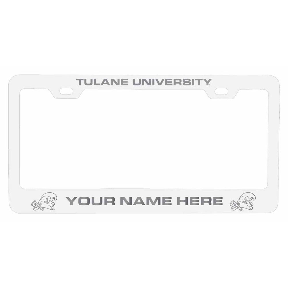 Customizable Tulane University Green Wave NCAA Laser-Engraved Metal License Plate Frame - Personalized Car Accessory Image 2