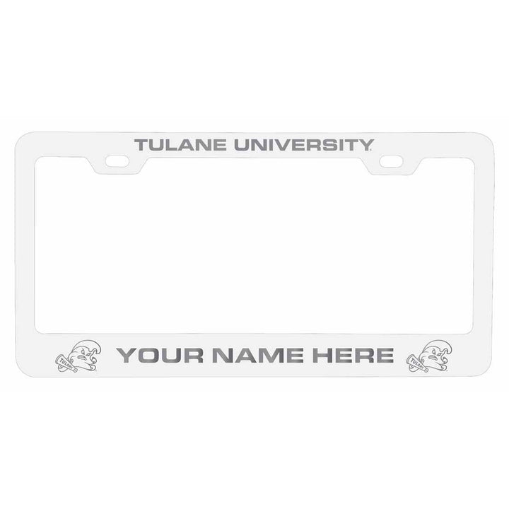 Customizable Tulane University Green Wave NCAA Laser-Engraved Metal License Plate Frame - Personalized Car Accessory Image 2