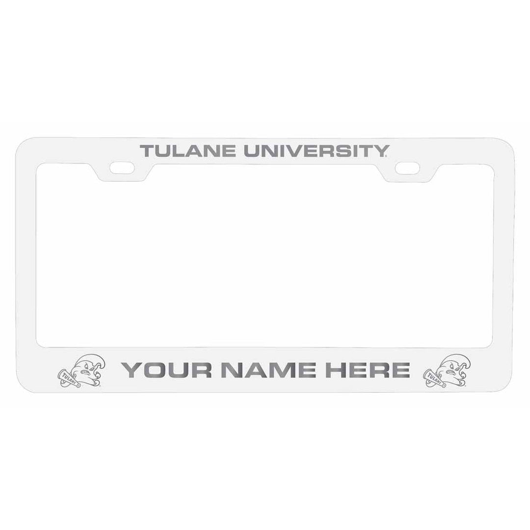 Customizable Tulane University Green Wave NCAA Laser-Engraved Metal License Plate Frame - Personalized Car Accessory Image 1