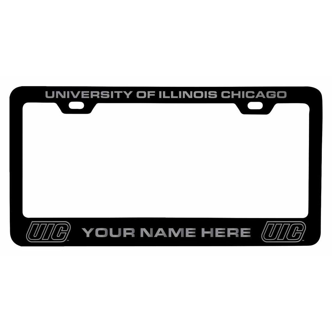 Customizable University of Illinois at Chicago NCAA Laser-Engraved Metal License Plate Frame - Personalized Car Image 1