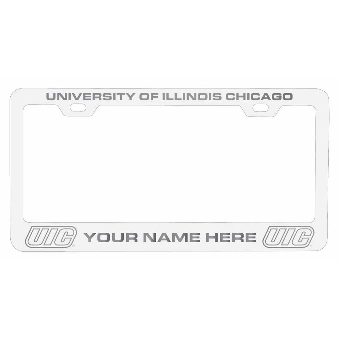 Customizable University of Illinois at Chicago NCAA Laser-Engraved Metal License Plate Frame - Personalized Car Image 2