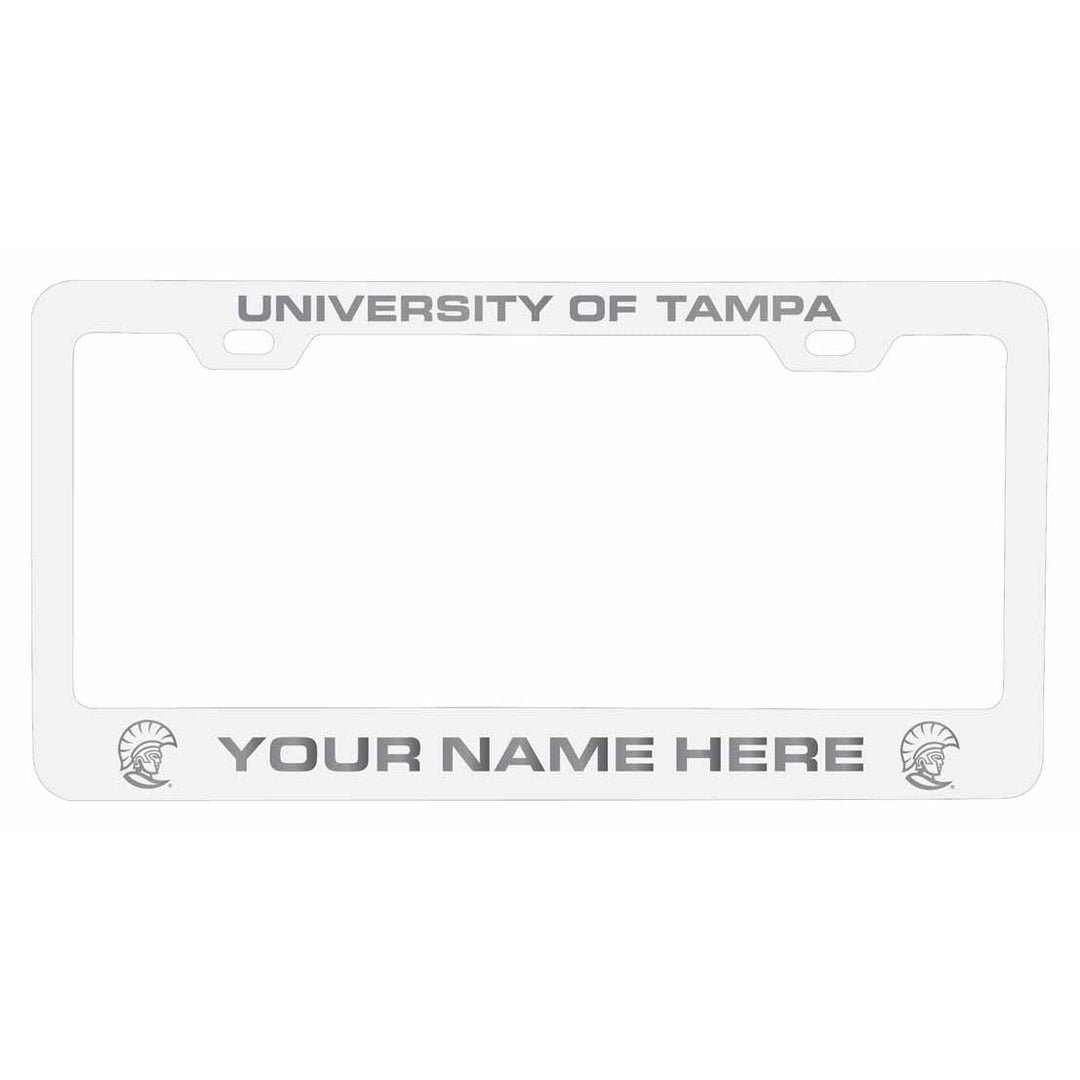 Customizable University of Tampa Spartans NCAA Laser-Engraved Metal License Plate Frame - Personalized Car Accessory Image 1