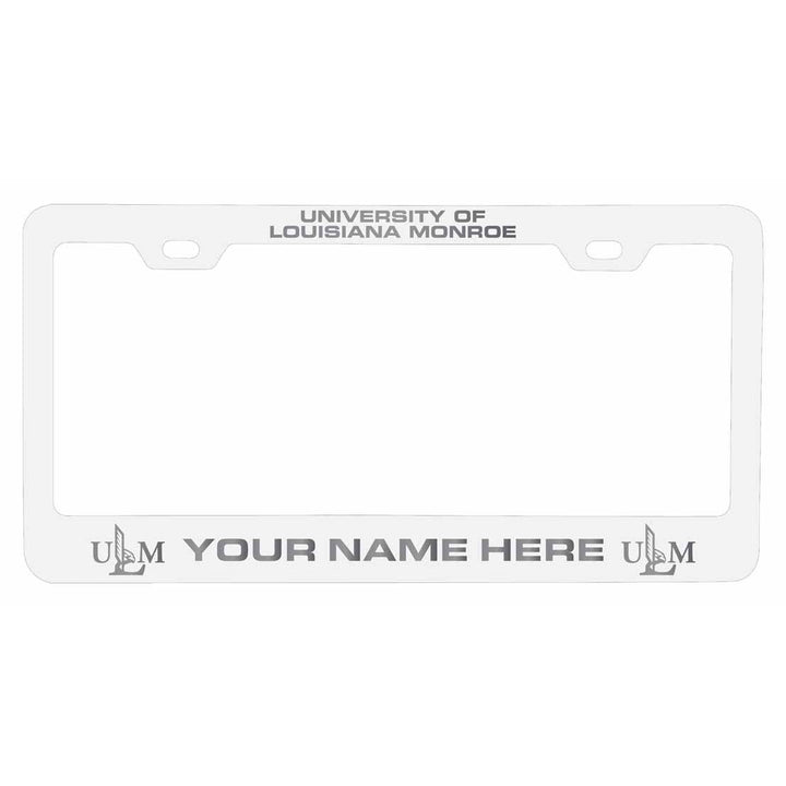 Customizable University of Louisiana Monroe NCAA Laser-Engraved Metal License Plate Frame - Personalized Car Accessory Image 2
