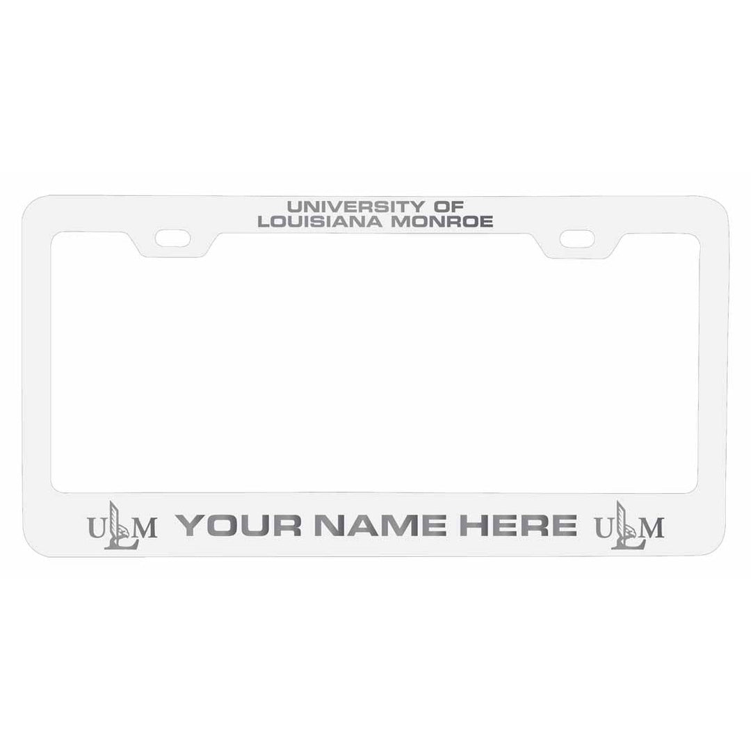 Customizable University of Louisiana Monroe NCAA Laser-Engraved Metal License Plate Frame - Personalized Car Accessory Image 1