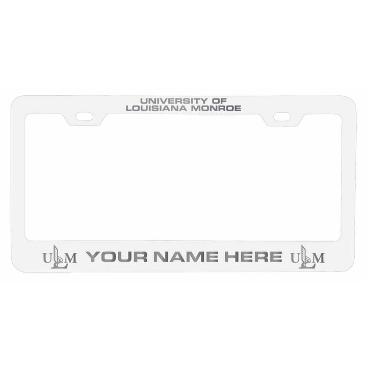 Customizable University of Louisiana Monroe NCAA Laser-Engraved Metal License Plate Frame - Personalized Car Accessory Image 1