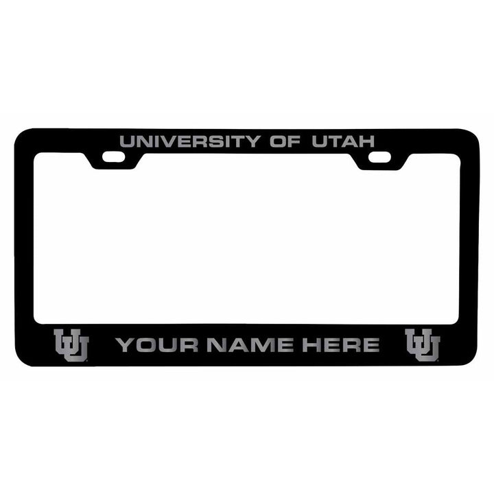 Customizable Utah Utes NCAA Laser-Engraved Metal License Plate Frame - Personalized Car Accessory Image 1