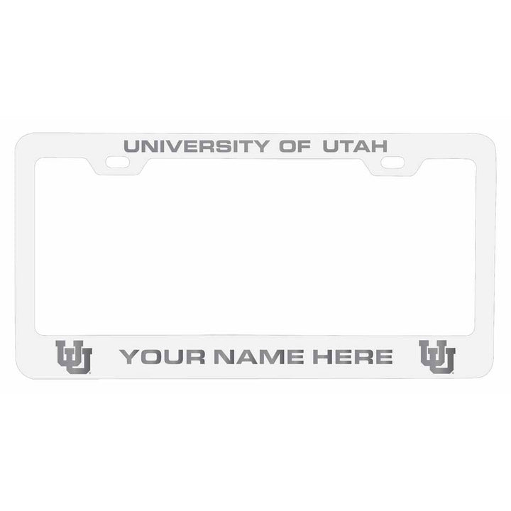 Customizable Utah Utes NCAA Laser-Engraved Metal License Plate Frame - Personalized Car Accessory Image 2