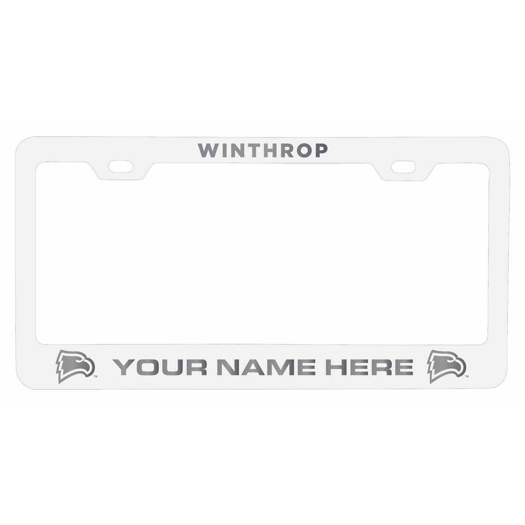 Customizable Winthrop University NCAA Laser-Engraved Metal License Plate Frame - Personalized Car Accessory Image 1