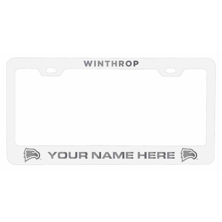 Customizable Winthrop University NCAA Laser-Engraved Metal License Plate Frame - Personalized Car Accessory Image 1