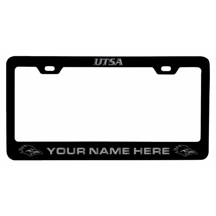 Customizable UTSA Road Runners NCAA Laser-Engraved Metal License Plate Frame - Personalized Car Accessory Image 1