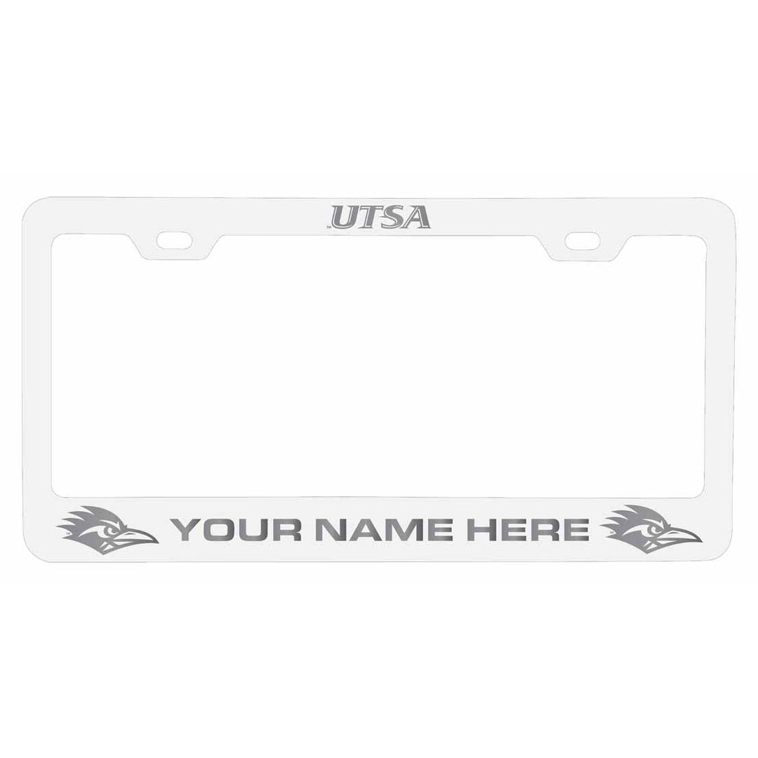 Customizable UTSA Road Runners NCAA Laser-Engraved Metal License Plate Frame - Personalized Car Accessory Image 2