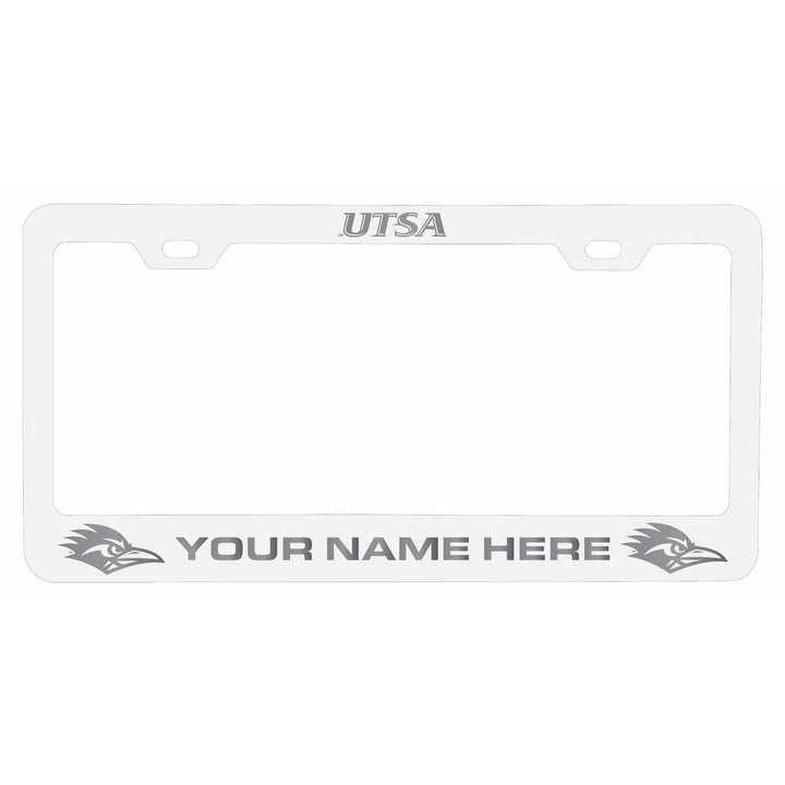 Customizable UTSA Road Runners NCAA Laser-Engraved Metal License Plate Frame - Personalized Car Accessory Image 2