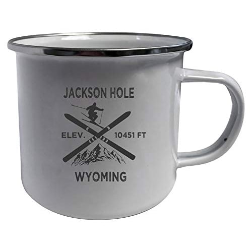 Jackson Hole Wyoming Ski Adventures White Tin Camper Coffee Mug 2-Pack Image 1