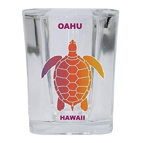 Oahu Hawaii Souvenir Rainbow Turtle Design Square Shot Glass Image 1