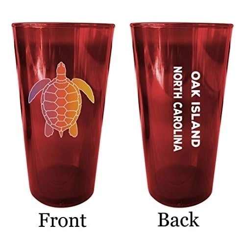 Oahu Hawaii Souvenir 16 oz Red Plastic Pint Glass 4-Pack Image 1