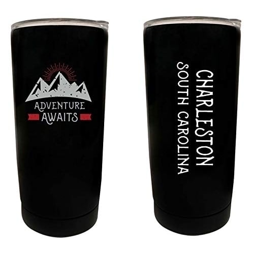 R and R Imports Charleston South Carolina Souvenir 16 oz Stainless Steel Insulated Tumbler Adventure Awaits Design Image 1