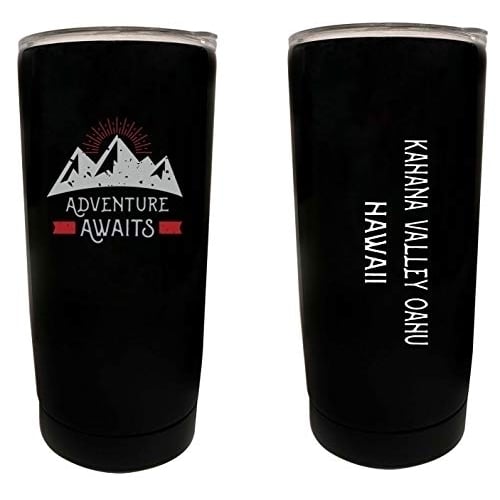 R and R Imports Kahana Valley Oahu Hawaii Souvenir 16 oz Stainless Steel Insulated Tumbler Adventure Awaits Design Image 1