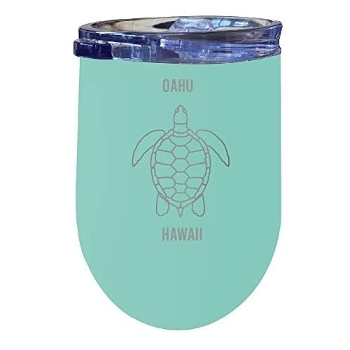 R and R Imports Oahu Hawaii 12 oz Seafoam Laser Etched Insulated Wine Stainless Steel Image 1