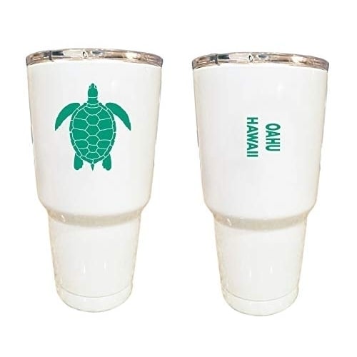 Oahu Hawaii Souvenir 24 oz Insulated Stainless Steel Tumbler White White. Image 1