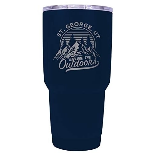 St. George Utah Souvenir Laser Engraved 24 oz Insulated Stainless Steel Tumbler Navy. Image 1