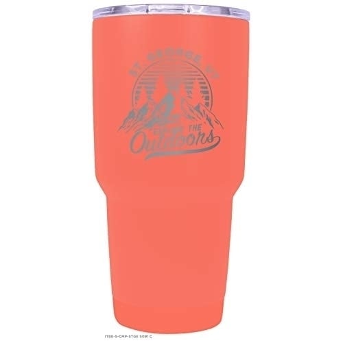 St. George Utah Souvenir Laser Engraved 24 oz Insulated Stainless Steel Tumbler Coral. Image 1