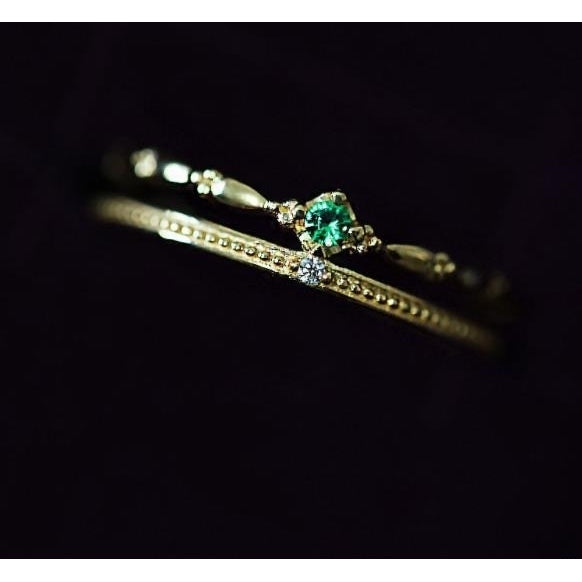 Double emerald ring retro crown fashion personality niche opening adjustment ring Image 2