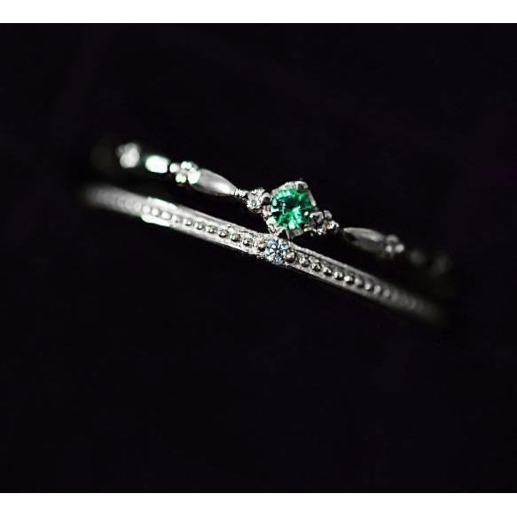Double emerald ring retro crown fashion personality niche opening adjustment ring Image 4
