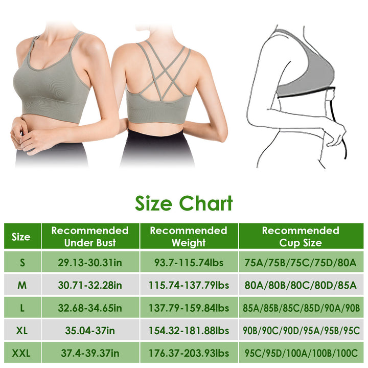 3 Packs Women Cross Back Sports Bras Padded Strappy Medium Support Multi Color Image 2