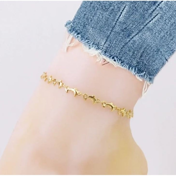 18K Gold Plated Dolphin Anklet Image 1