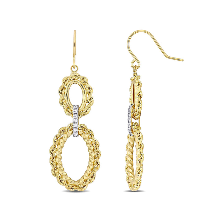 14K Yellow Gold Dangle Hook Drop Earrings Image 1