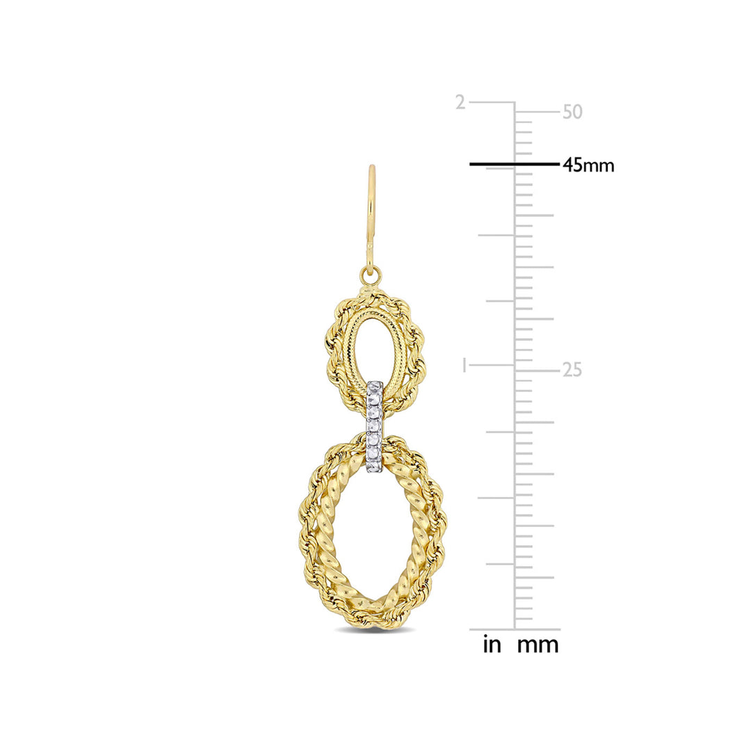 14K Yellow Gold Dangle Hook Drop Earrings Image 3