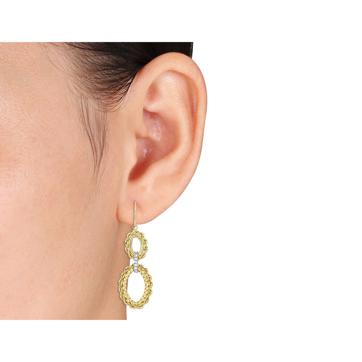 14K Yellow Gold Dangle Hook Drop Earrings Image 4