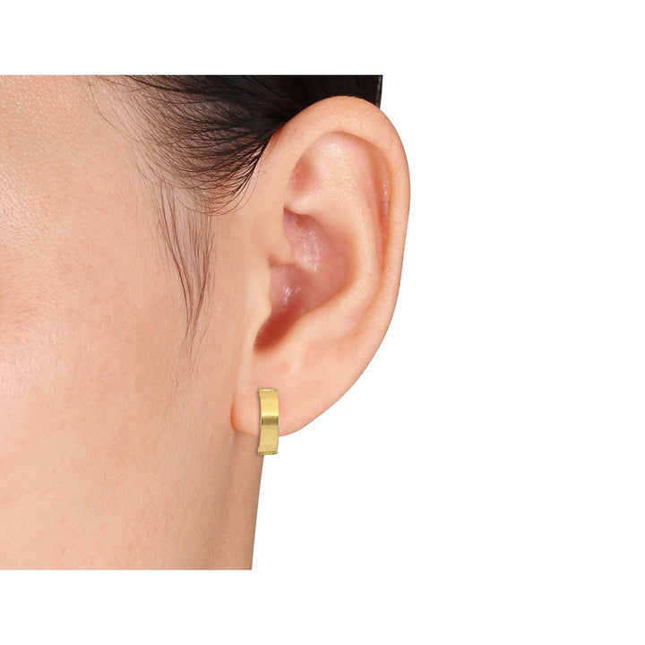 10K Yellow Gold Semi-Hoop Earrings Image 4