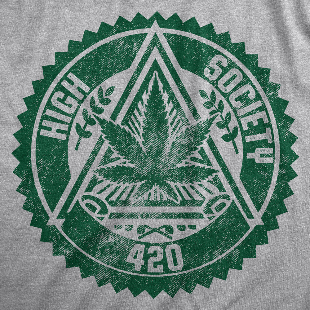 Mens High Society T Shirt Funny 420 Weed Leaf Pot Club Tee For Guys Image 2