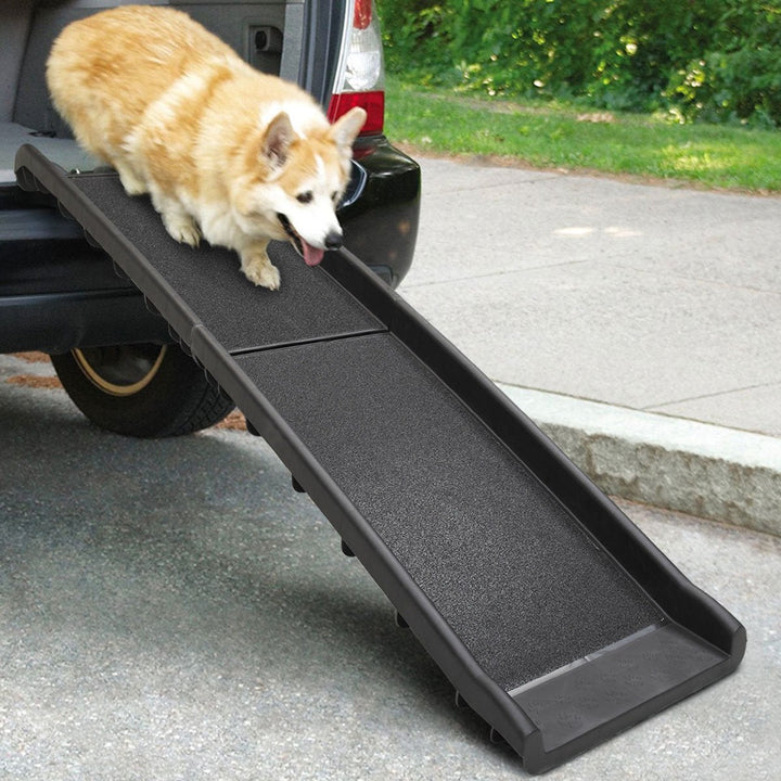 Portable Foldable Pet Ramp Climbing Ladder Suitable for Off-road Vehicle Trucks - Black Image 2