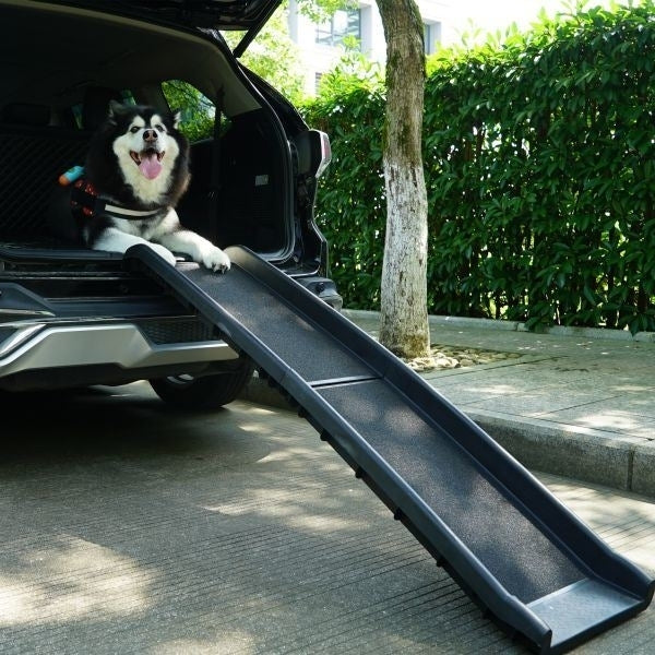 Portable Foldable Pet Ramp Climbing Ladder Suitable for Off-road Vehicle Trucks - Black Image 3