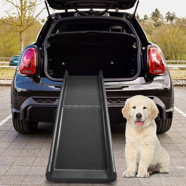 Portable Foldable Pet Ramp Climbing Ladder Suitable for Off-road Vehicle Trucks - Black Image 4