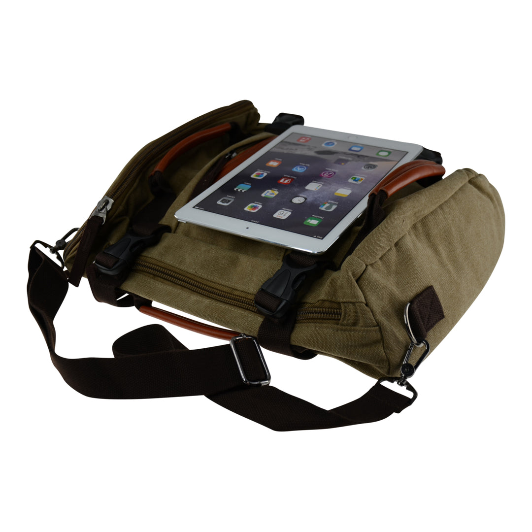 Extra Big Travel & Leisure Single-Double Shoulder Convertible Canvas Backpack or Messenger Bag Image 3