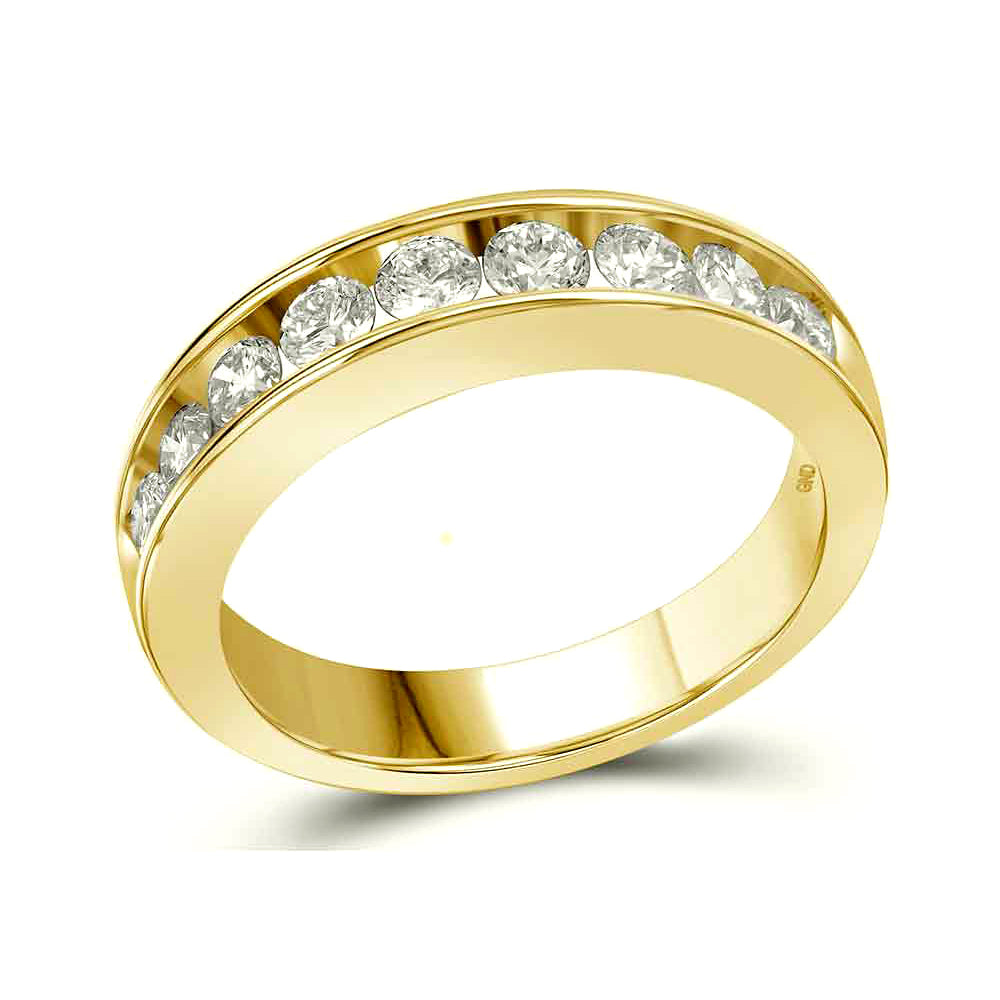 1.00 Carat (ctw G-HI1-I2) Diamond Wedding Band Ring in 14K Yellow Gold Image 3