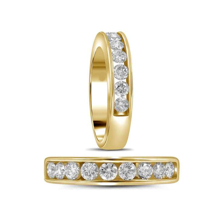 1.00 Carat (ctw G-HI1-I2) Diamond Wedding Band Ring in 14K Yellow Gold Image 4