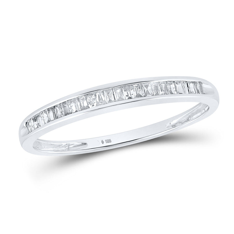 1/6 Carat (ctw G-HI2-I3) Baguette Diamond Wedding Band Ring in Sterling Silver Image 1