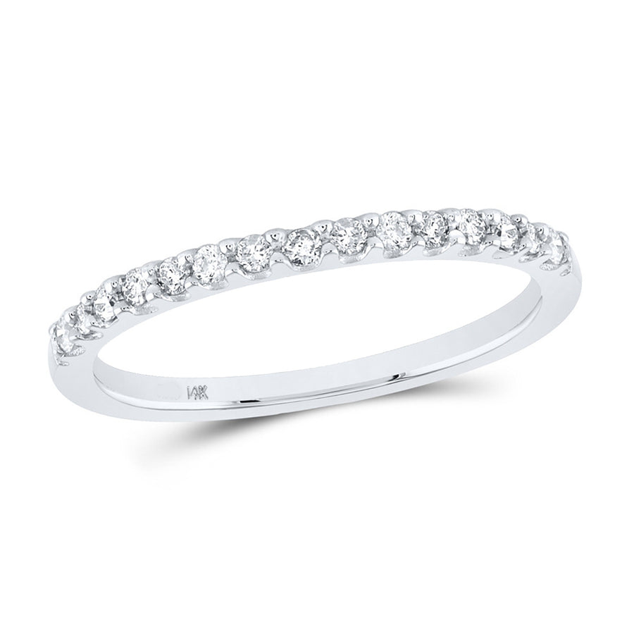 1/7 Carat (ctw G-HI1-I2) Diamond Wedding Band Ring in 14K White Gold Image 1