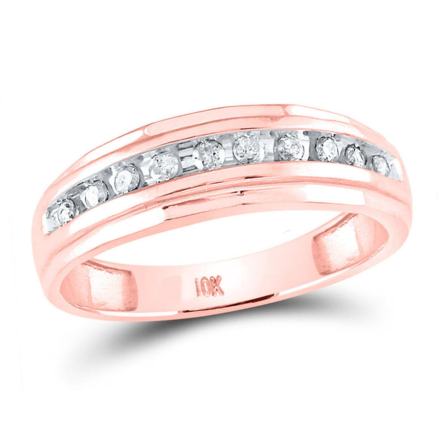 Mens 1/4 Carat (ctw J-KI2-I3) Diamond Wedding Band Ring in 10K Rose Pink Gold Image 1