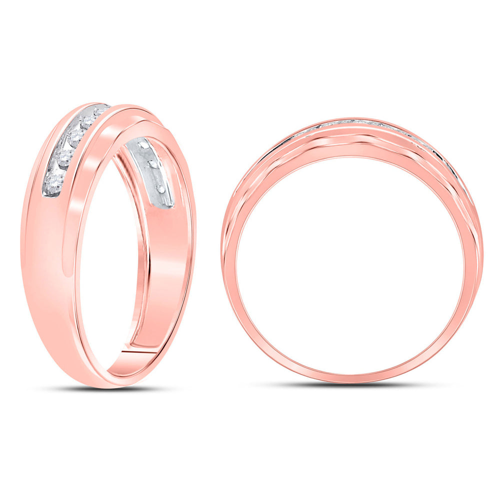 Mens 1/4 Carat (ctw J-KI2-I3) Diamond Wedding Band Ring in 10K Rose Pink Gold Image 3