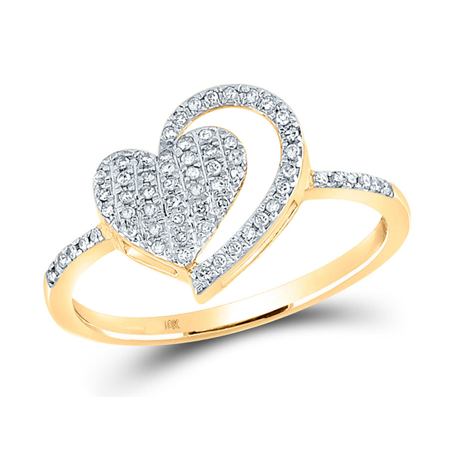 1/5 Carat (ctw) Diamond Heart Promise Ring in 10K Yellow Gold Image 1