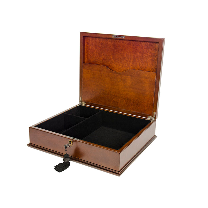 Large Romeo Memory Box Organizer Mahogany Wood Finish for Photo Album CD DVD USB and other Valuables Size 14 x 12 x 5 Image 3