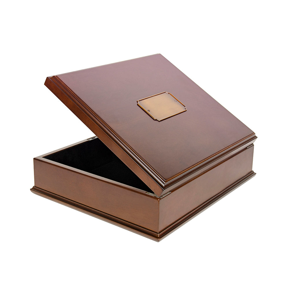 Large Romeo Memory Box Organizer Mahogany Wood Finish for Photo Album CD DVD USB and other Valuables Size 14 x 12 x 5 Image 4