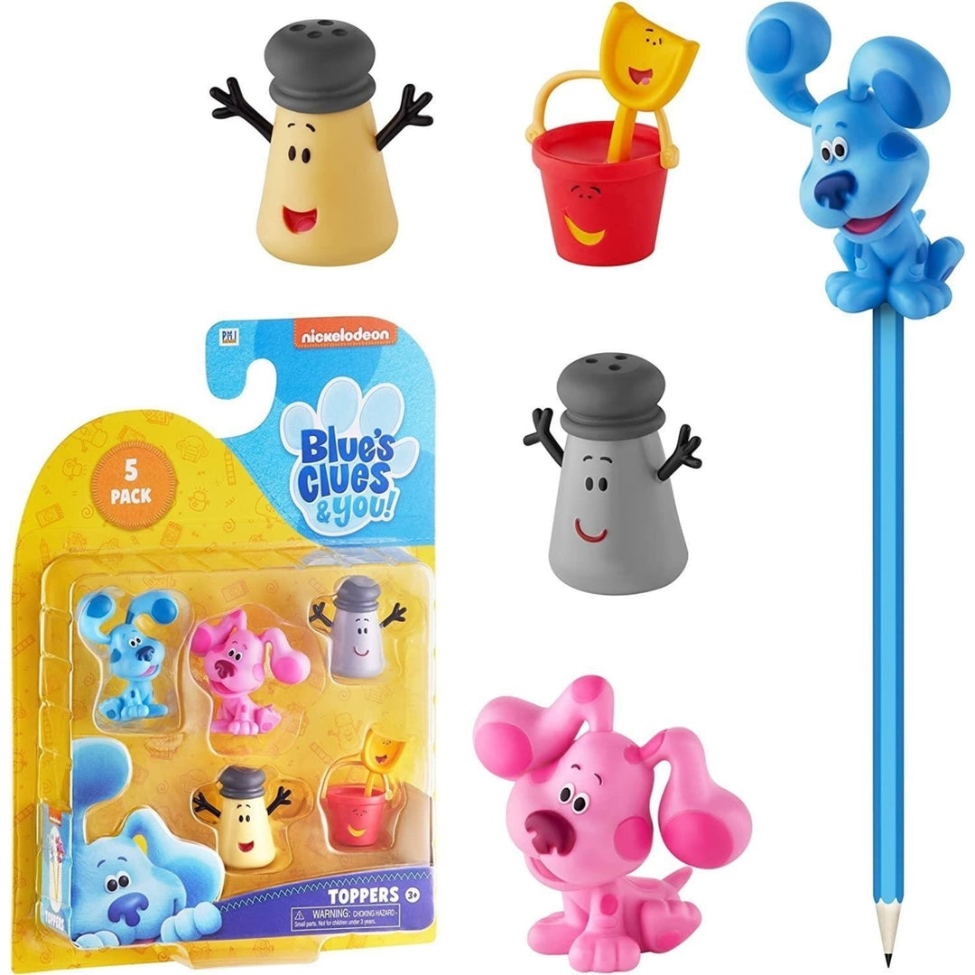 Blues Clues Pencil Toppers 5pk Nickelodeon Blue Magenta Shovel Pail Figures Image 1