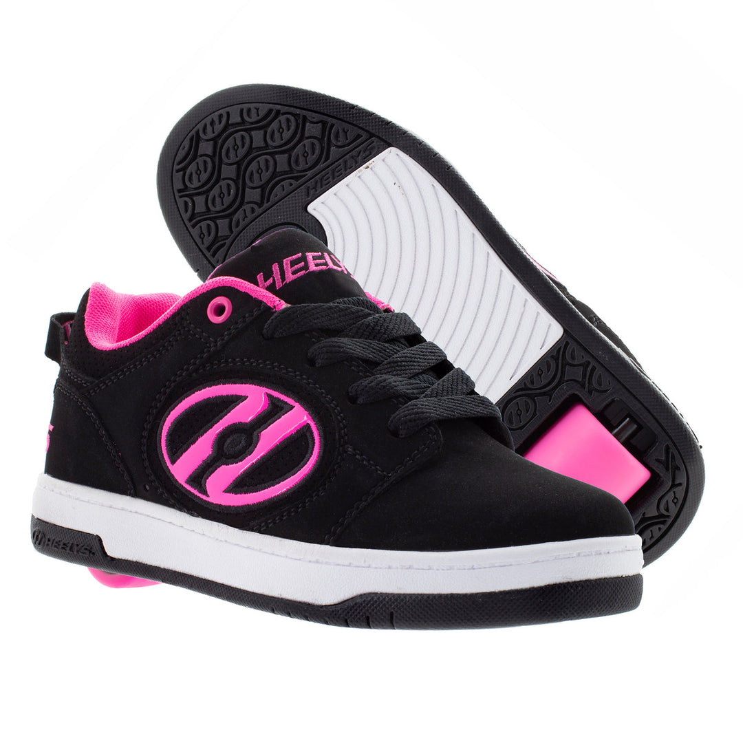 HEELYS Kids Voyager Wheeled Shoes Black Pink Synthetic Nubuck HE100714H Image 4